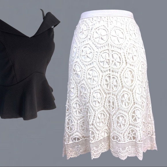 White Lace A-line Skirt - Picture 5 of 6